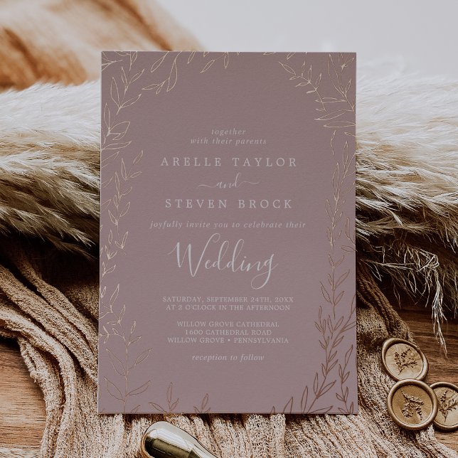 Minimal Leaf Dusty Rose and Rose Gold Foil Wedding (Creator Uploaded)