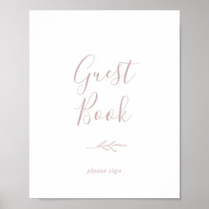 Minimal Leaf   Dusty Rose Guest Book Sign