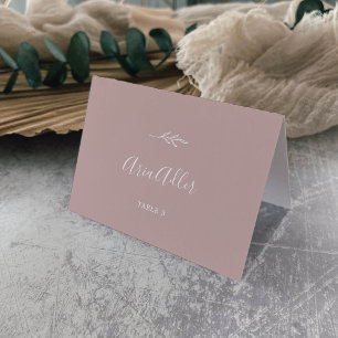 Minimal Leaf   Dusty Rose Guest Name Place Cards