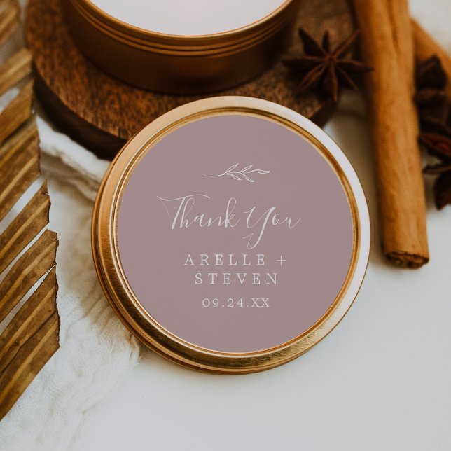 Minimal Leaf | Dusty Rose Thank You Favour Sticker (Creator Uploaded)