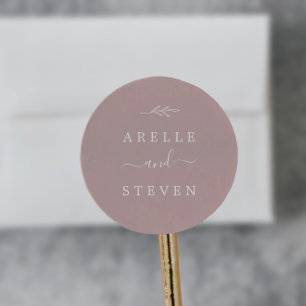 Minimal Leaf   Dusty Rose Wedding Envelope Seals