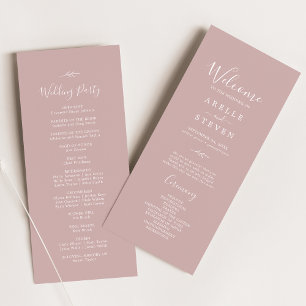 Minimal Leaf   Dusty Rose Wedding Program Programme