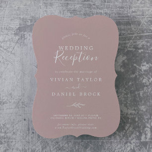 Minimal Leaf   Dusty Rose Wedding Reception Invitation
