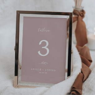 Minimal Leaf   Dusty Rose Wedding Table Number