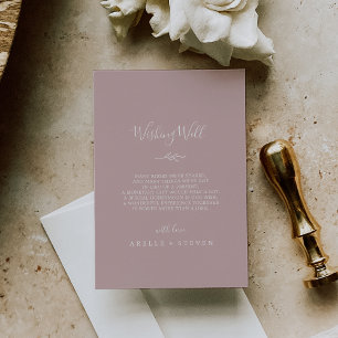 Minimal Leaf   Dusty Rose Wedding Wishing Well Enclosure Card