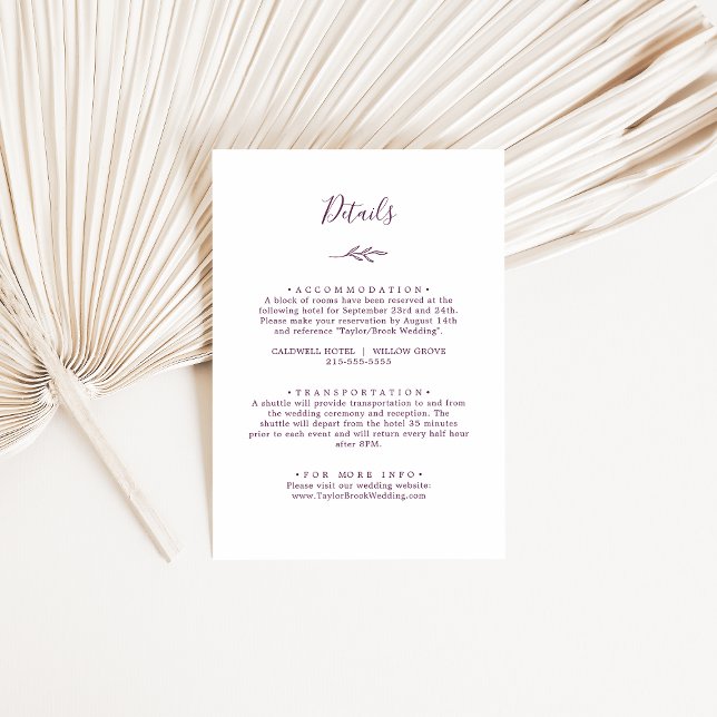 Minimal Leaf | Eggplant Details Enclosure Card (Creator Uploaded)