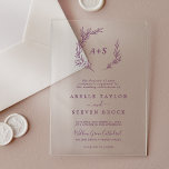 Minimal Leaf Eggplant Monogram Greenery Wedding Acrylic Invitations<br><div class="desc">These minimal leaf eggplant monogram greenery wedding acrylic invitations are perfect for an elegant wedding.

The design features a simple greenery silhouette in eggplant purple with classic minimalist style.</div>