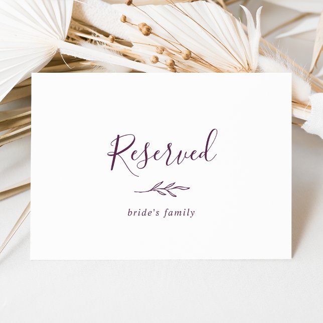 Minimal Leaf | Eggplant Reserved Sign (Creator Uploaded)