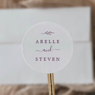 Minimal Leaf   Eggplant Wedding Envelope Seals