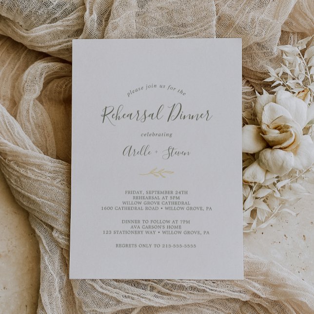 Minimal Leaf Foil | Olive Green Rehearsal Dinner (Creator Uploaded)