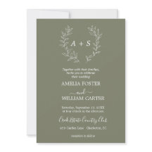 Minimal Leaf | Formal Monogram Wedding Invitation