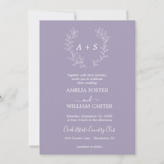 Minimal Leaf | Formal Monogram Wedding Invitation