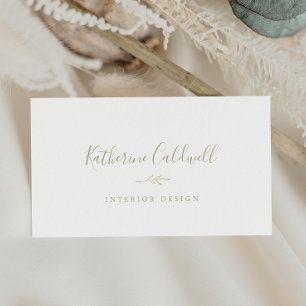 Minimal Leaf Gold Business Card
