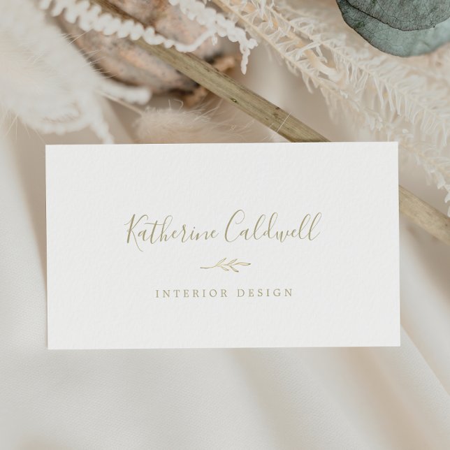 Minimal Leaf | Gold Business Card (Creator Uploaded)