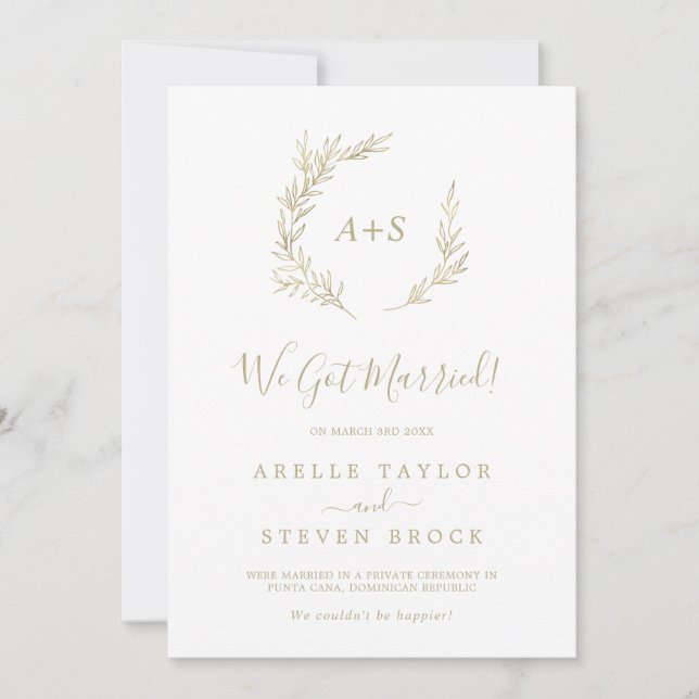 Minimal Leaf | Gold Elopement Announcement (Front)