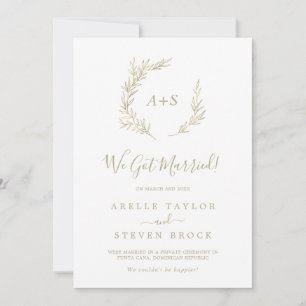 Minimal Leaf Gold Elopement Announcement