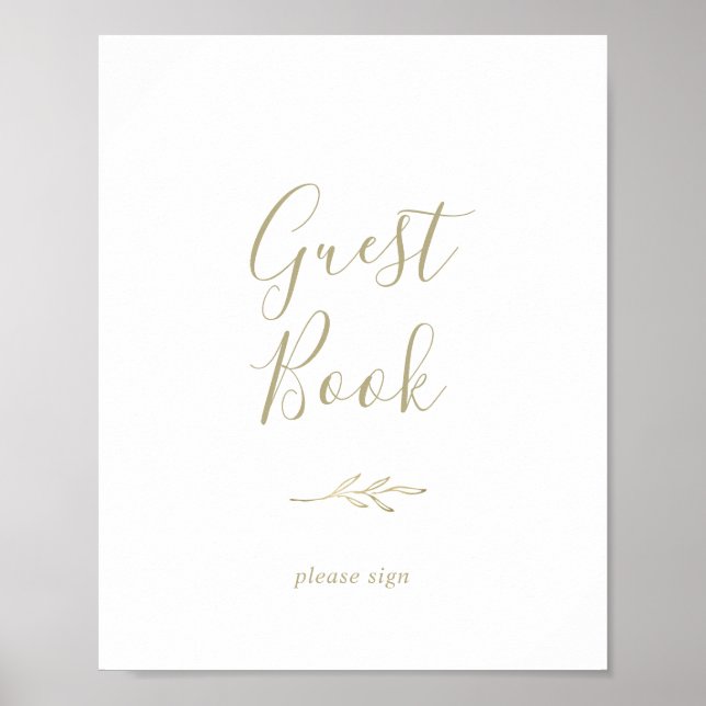 Minimal Leaf | Gold Guest Book Sign (Front)