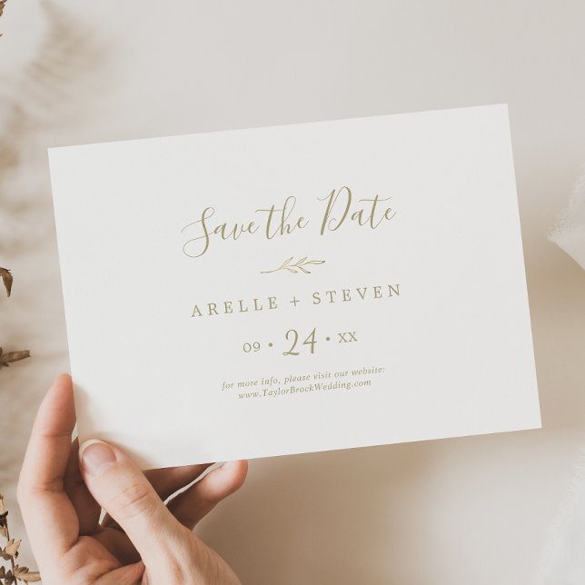 Minimal Leaf | Gold Horizontal Save The Date (Creator Uploaded)