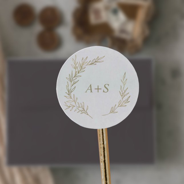 Minimal Leaf | Gold Monogram Envelope Seals (Creator Uploaded)