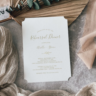 Minimal Leaf   Gold Rehearsal Dinner Invitation