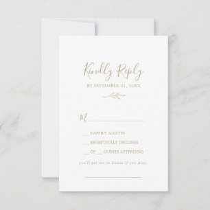 Minimal Leaf Gold Song Request RSVP Card