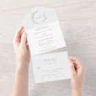 Minimal Leaf | Gold Wedding All In One Invitation