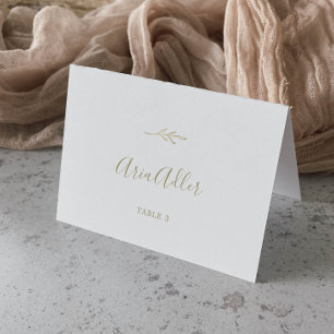 Minimal Leaf Gold Wedding Place Cards