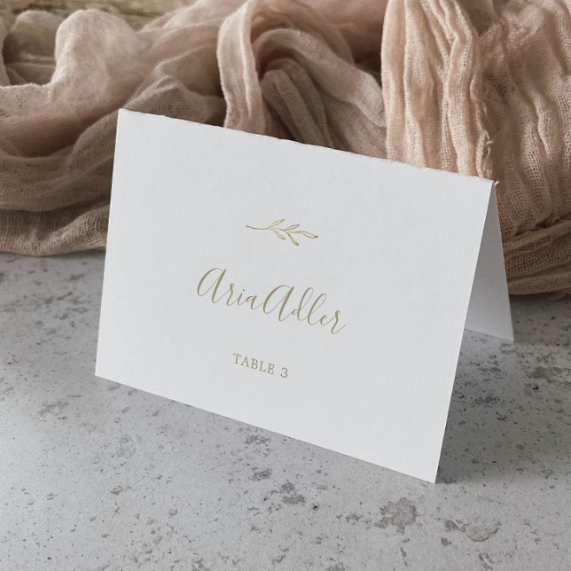 Minimal Leaf | Gold Wedding Place Cards (Creator Uploaded)