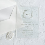 Minimal Leaf Green Monogram Greenery Boho Wedding Acrylic Invitations<br><div class="desc">These minimal leaf green monogram greenery boho wedding acrylic invitations are perfect for an elegant wedding.

The design features a simple greenery silhouette in olive green with classic minimalist style.</div>