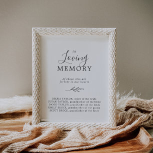 Minimal Leaf Grey In Loving Memory Memorial Sign