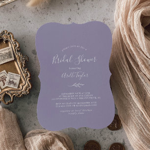 Minimal Leaf Lavender Bridal Shower Invitation