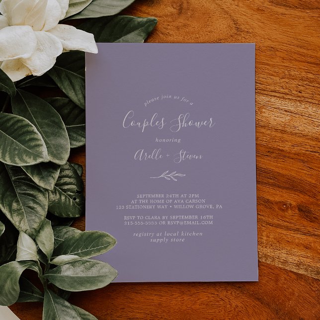 Minimal Leaf | Lavender Couples Shower Invitation (Creator Uploaded)
