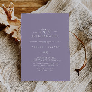 Minimal Leaf   Lavender Let's Celebrate Invitation