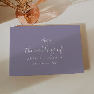 Minimal Leaf   Lavender Monogram Back Wedding Guest Book