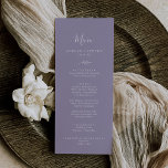 Minimal Leaf | Lavender Wedding Dinner Menu<br><div class="desc">This minimal leaf lavender wedding dinner menu card is perfect for a boho wedding. The design features a simple greenery leaf silhouette in pastel lilac purple with minimalist bohemian garden style. This menu can be used for a wedding reception,  rehearsal dinner,  or any event.</div>