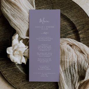 Minimal Leaf Lavender Wedding Dinner Menu