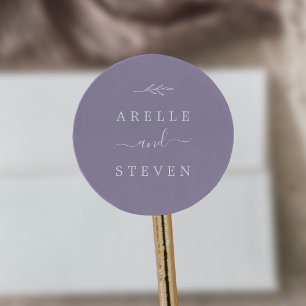 Minimal Leaf   Lavender Wedding Envelope Seals