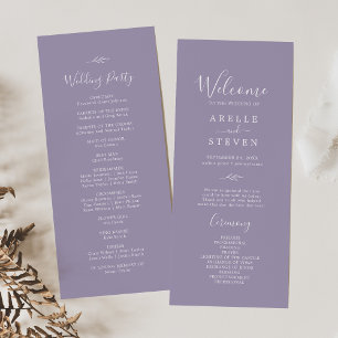 Minimal Leaf Lavender Wedding Program Programme
