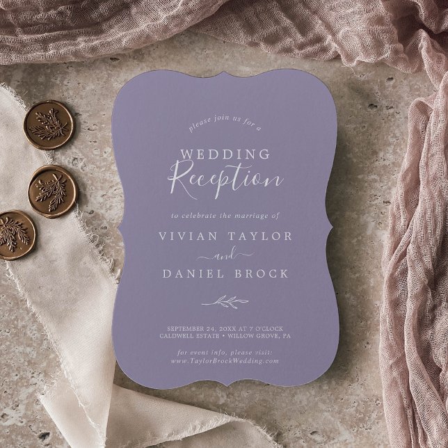 Minimal Leaf | Lavender Wedding Reception Invitation (Creator Uploaded)