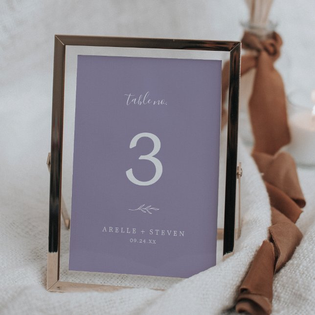 Minimal Leaf | Lavender Wedding Table Number (Creator Uploaded)
