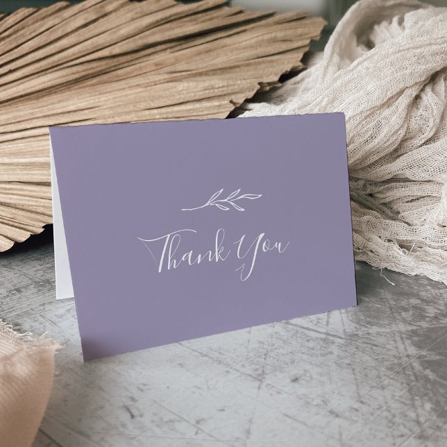 Minimal Leaf | Lavender Wedding Thank You Card (Creator Uploaded)
