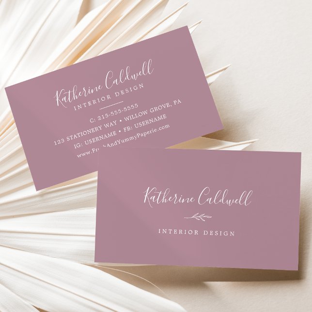 Minimal Leaf | Mauve Business Card (Creator Uploaded)