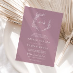 Minimal Leaf | Mauve Formal Monogram Wedding Invitation<br><div class="desc">This minimal leaf mauve formal monogram wedding invitation is perfect for a boho wedding. The design features a simple greenery leaf silhouette in a romantic purple pink colour with minimalist bohemian garden style. Personalise with the first initials of the couple.</div>