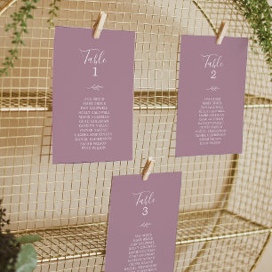 Minimal Leaf Mauve Hanging Seating Chart Card
