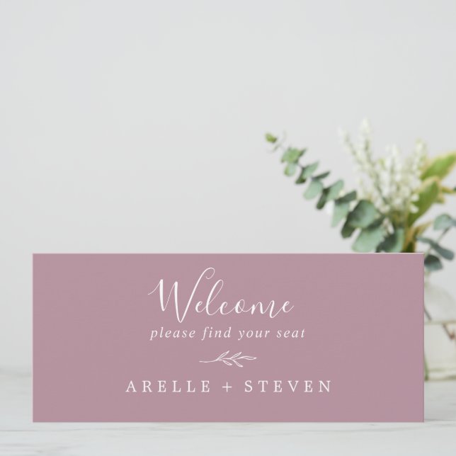 Minimal Leaf | Mauve Seating Chart Header (Standing Front)