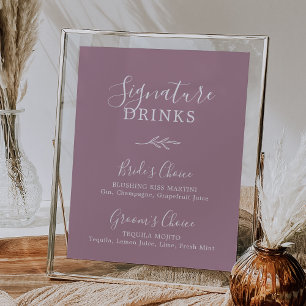 Minimal Leaf   Mauve Signature Drinks Poster