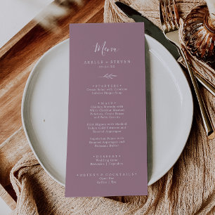 Minimal Leaf Mauve Wedding Dinner Menu