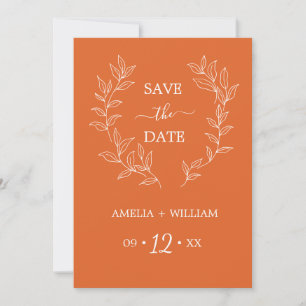 Minimal Leaf Monogram Save the Date Wedding