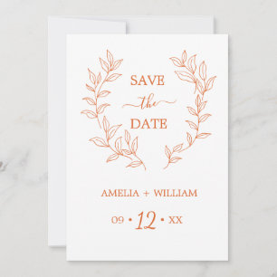 Minimal Leaf Monogram Save the Date Wedding 