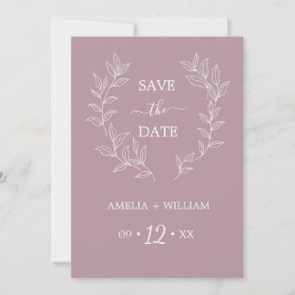 Minimal Leaf Monogram Save the Date Wedding